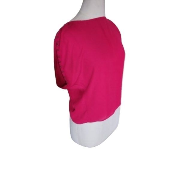 Forever 21 short sleeves blouse brass pearls detail color pink size medium - Picture 4 of 6